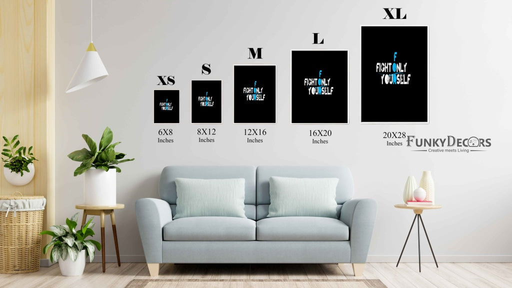 Fight Only For Yourself - Motivation Quotes Art Frame For Wall Decor- Funkydecors Posters Prints &amp;
