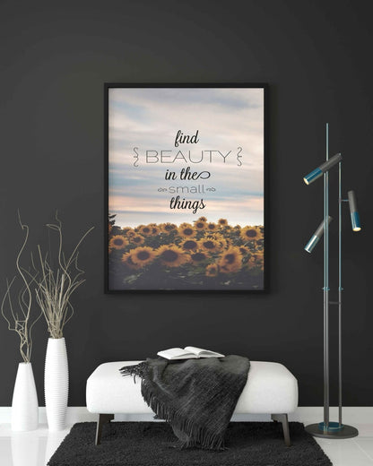 Find Beauty In The Small Things - Motivation Quotes Art Frame For Wall Decor- Funkydecors Xs / Black