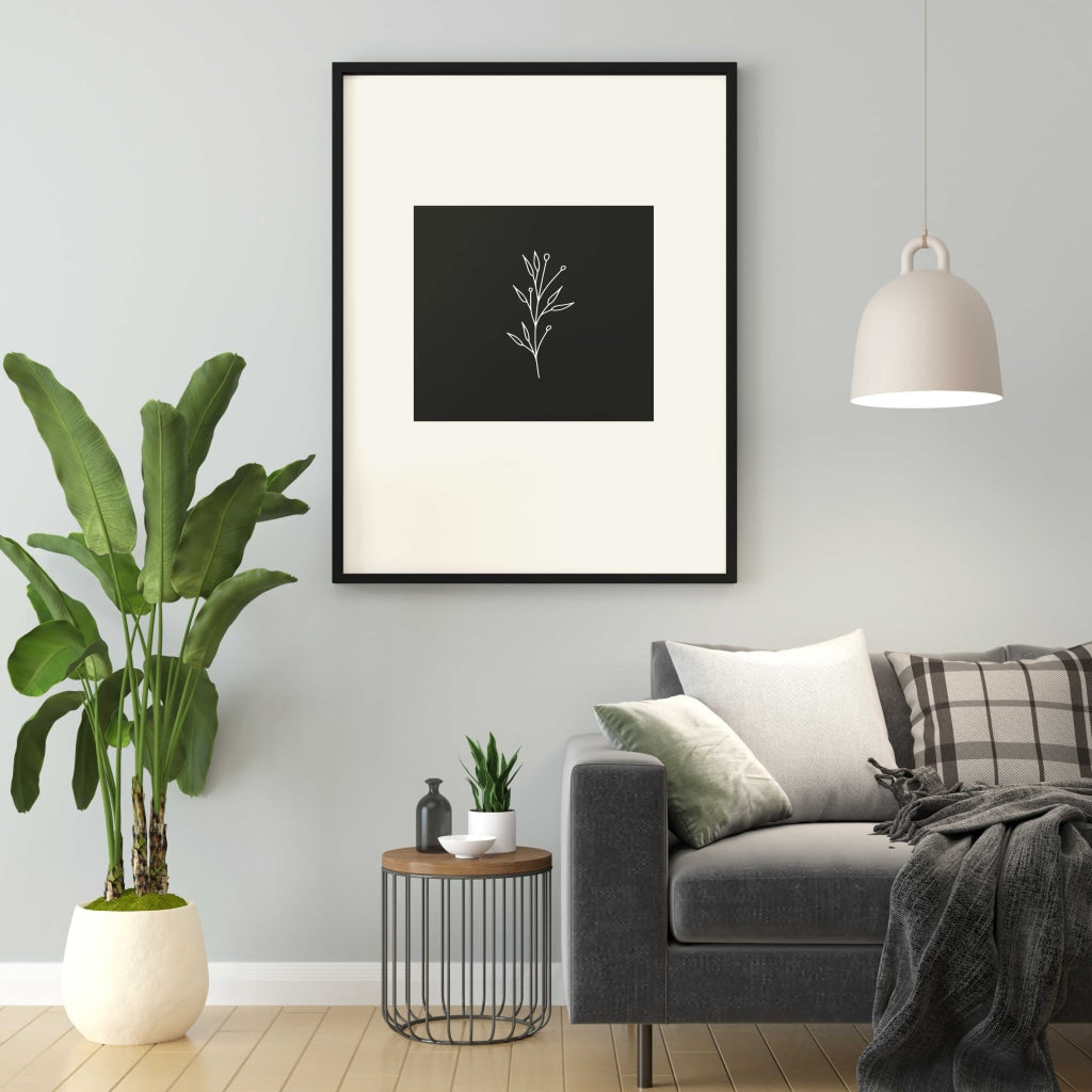 Floral Achromatic Art Frame For Wall Decor- Funkydecors Xs / Black Posters Prints &amp; Visual Artwork