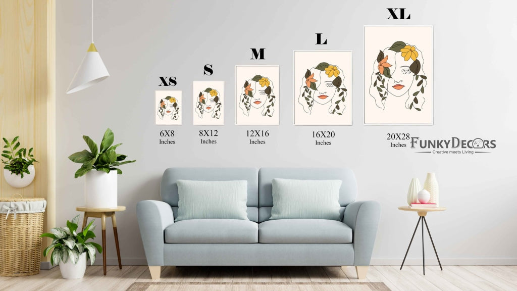 Floral Girl Line Art Frame For Wall Decor- Funkydecors Posters Prints & Visual Artwork