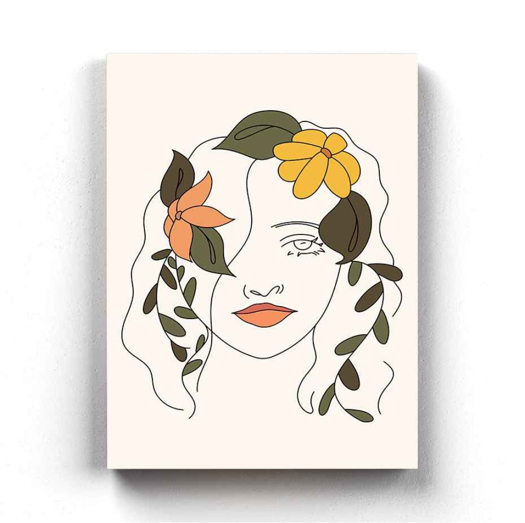 Floral Girl Line Art Frame For Wall Decor- Funkydecors Xs / Canvas Posters Prints & Visual Artwork