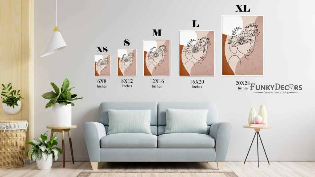 Floral Highlights - Women Line Art Frame For Wall Decor- Funkydecors Posters Prints & Visual Artwork