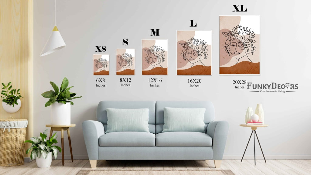 Floral Highlights - Women Line Art Frame For Wall Decor- Funkydecors Posters Prints &amp; Visual Artwork