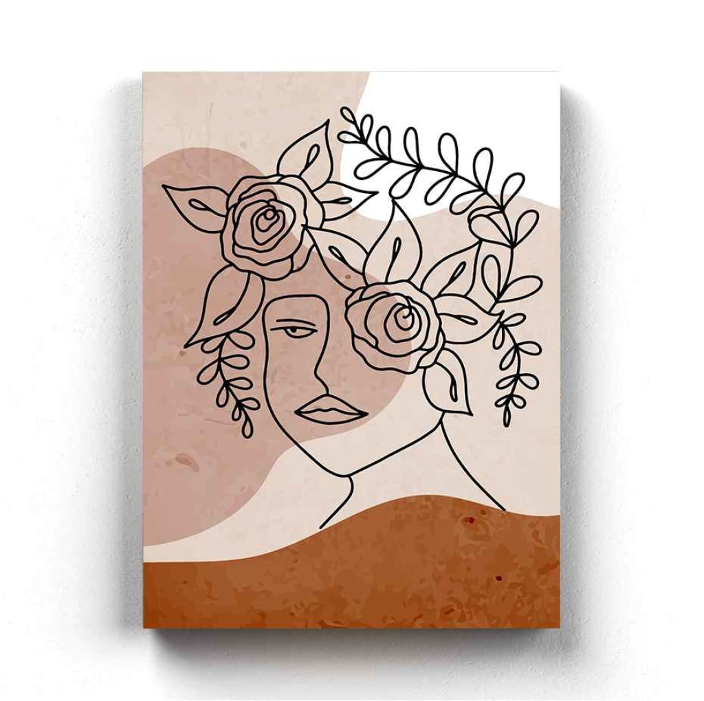 Floral Highlights - Women Line Art Frame For Wall Decor- Funkydecors Xs / Canvas Posters Prints &