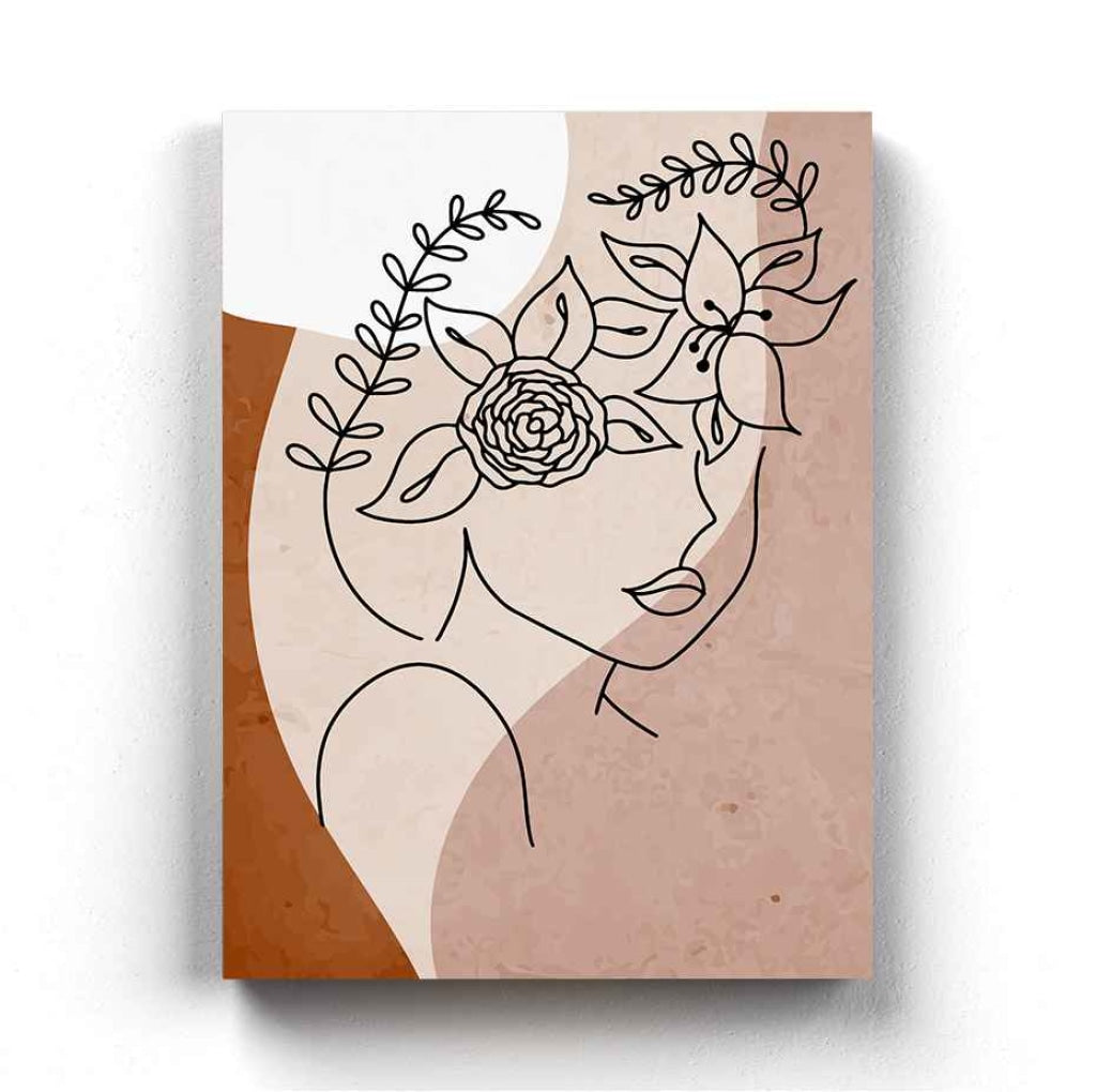 Floral Highlights - Women Line Art Frame For Wall Decor- Funkydecors Xs / Canvas Posters Prints &