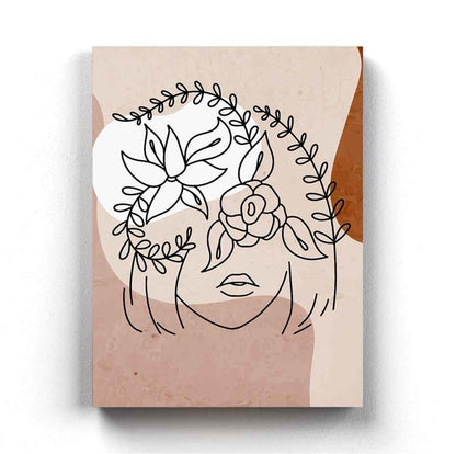 Floral Highlights - Women Line Art Frame For Wall Decor- Funkydecors Xs / Canvas Posters Prints &