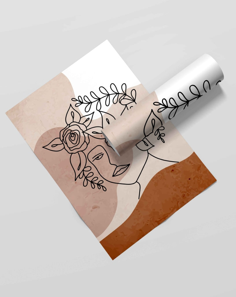 Floral Highlights - Women Line Art Frame For Wall Decor- Funkydecors Xs / Roll Posters Prints &amp;
