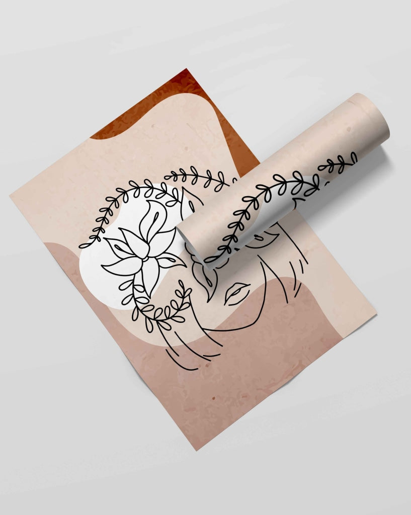 Floral Highlights - Women Line Art Frame For Wall Decor- Funkydecors Xs / Roll Posters Prints &amp;