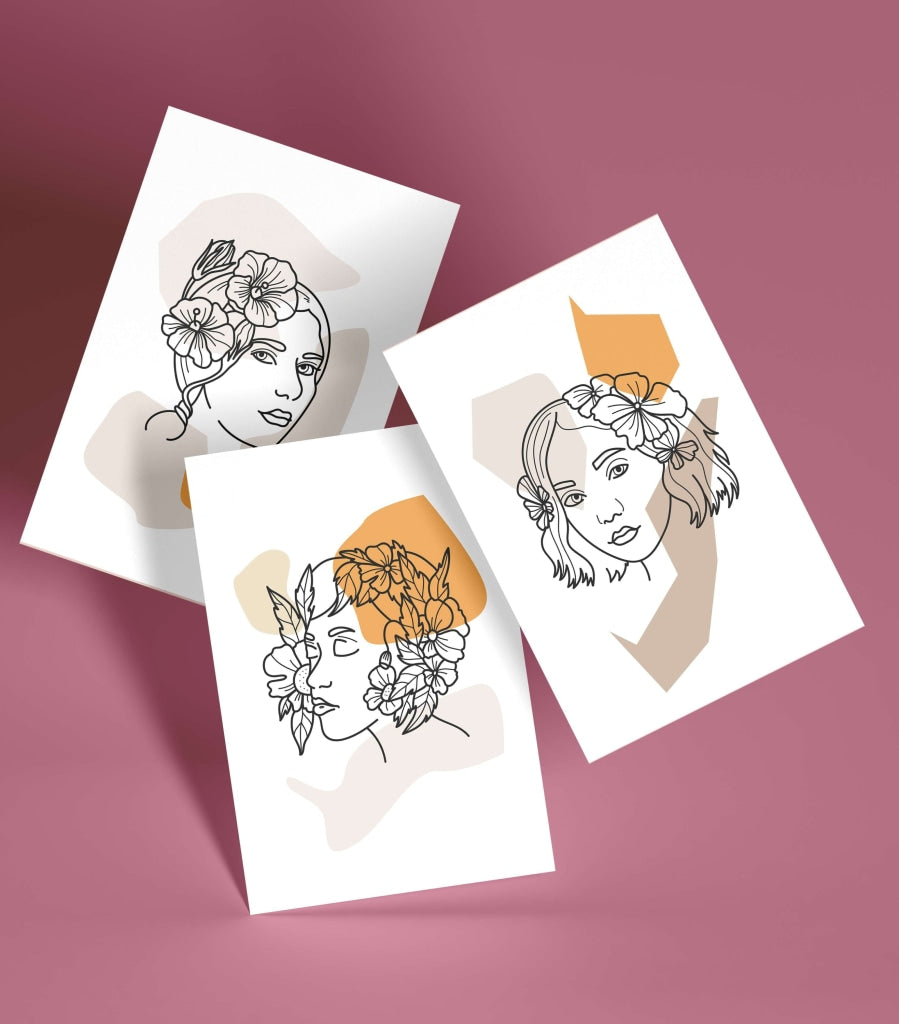 Floral Lady - 3 Panels Art Frame For Wall Decor- Funkydecors Xs / Roll Posters Prints &amp; Visual