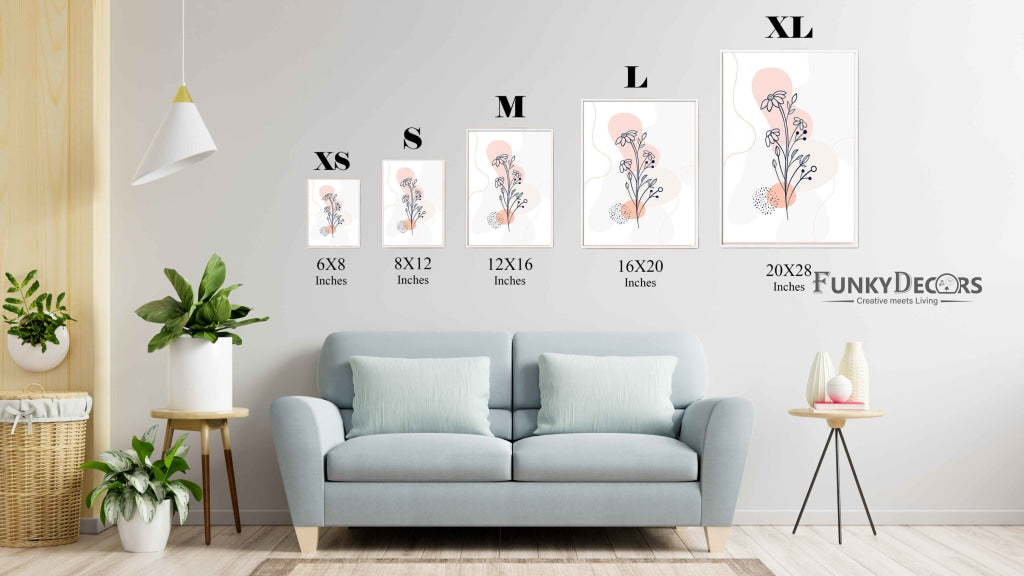 Floral Line Art Frame For Wall Decor- Funkydecors Posters Prints & Visual Artwork