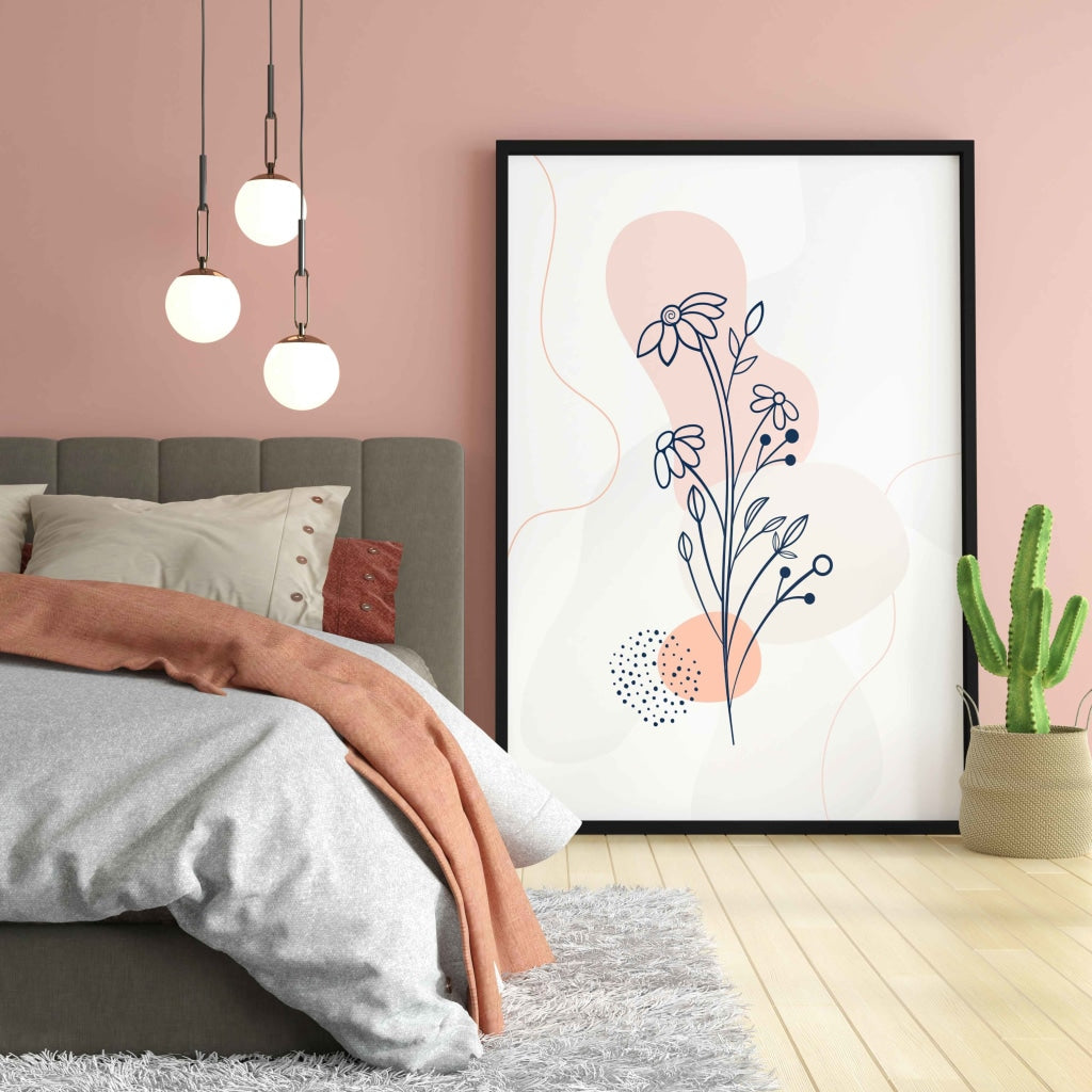 Floral Line Art Frame For Wall Decor- Funkydecors Xs / Black Posters Prints & Visual Artwork