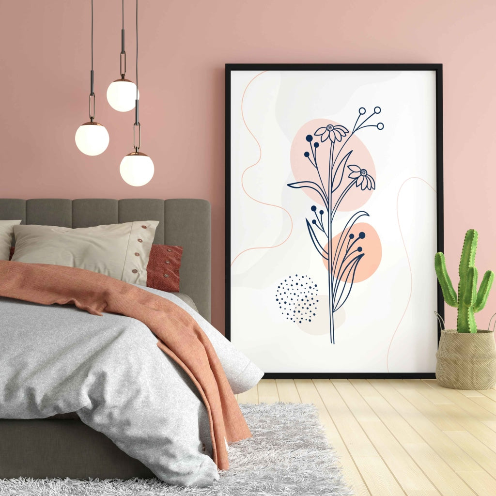 Floral Line Art Frame For Wall Decor- Funkydecors Xs / Black Posters Prints &amp; Visual Artwork