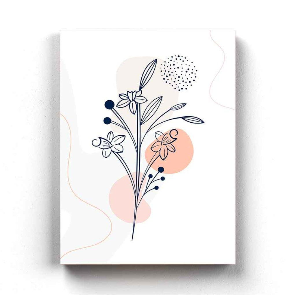 Floral Line Art Frame For Wall Decor- Funkydecors Xs / Canvas Posters Prints &amp; Visual Artwork