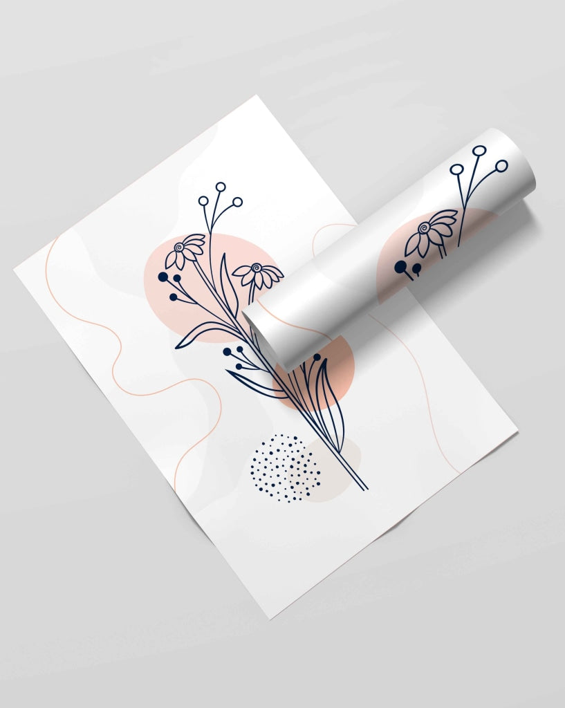 Floral Line Art Frame For Wall Decor- Funkydecors Xs / Roll Posters Prints &amp; Visual Artwork