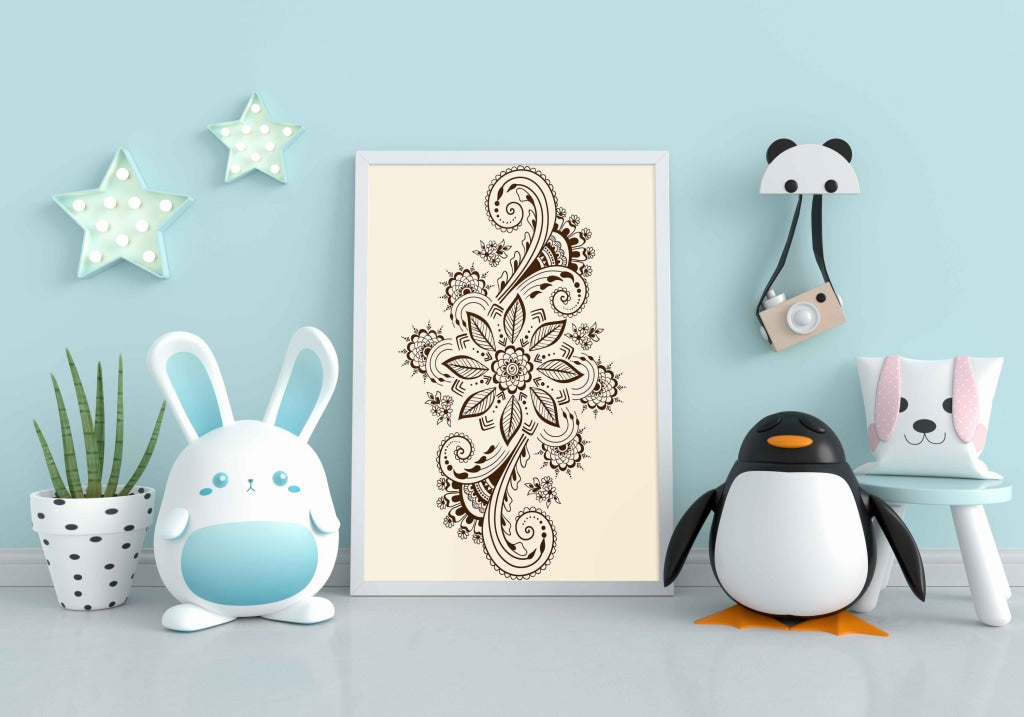 Floral Mandala Art Frame For Wall Decor- Funkydecors Xs / White Posters Prints & Visual Artwork