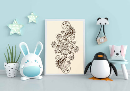 Floral Mandala Art Frame For Wall Decor- Funkydecors Xs / White Posters Prints & Visual Artwork