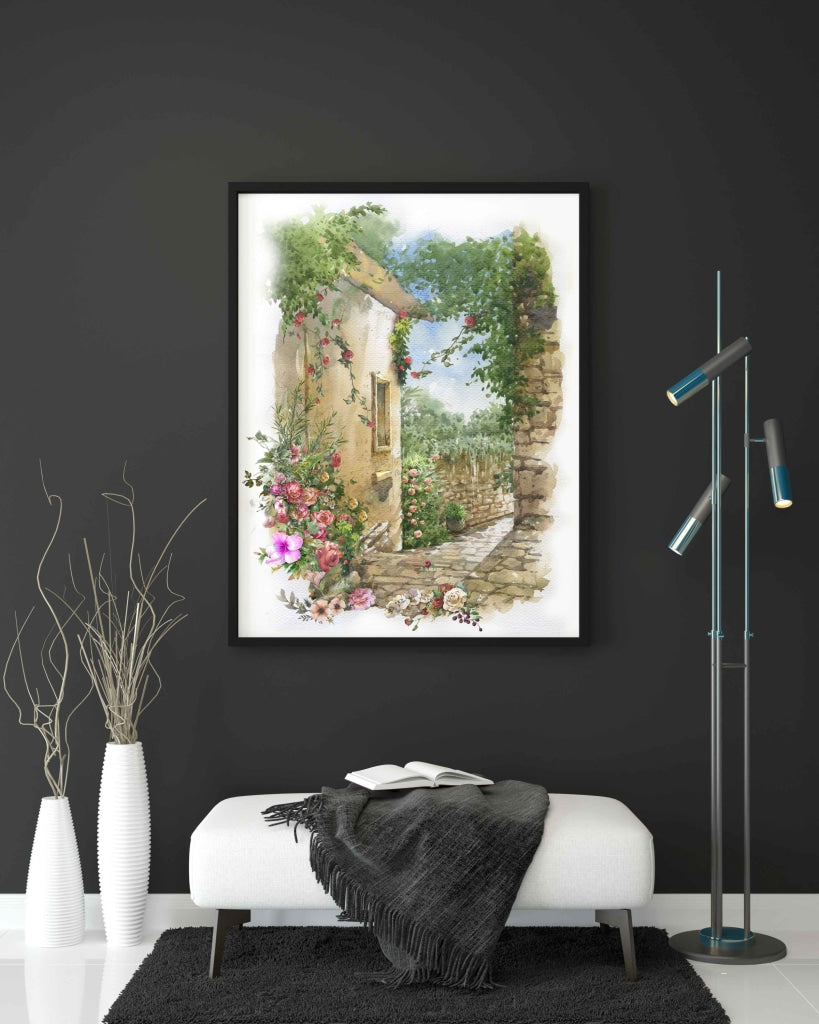Floral Pathway - Nature Art Frame For Wall Decor- Funkydecors Xs / Black Posters Prints &amp; Visual