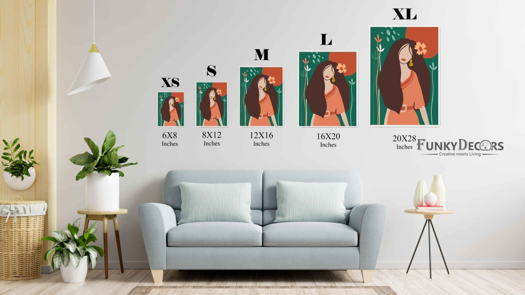 Floral Women Portrait Art Frame For Wall Decor- Funkydecors Posters Prints & Visual Artwork