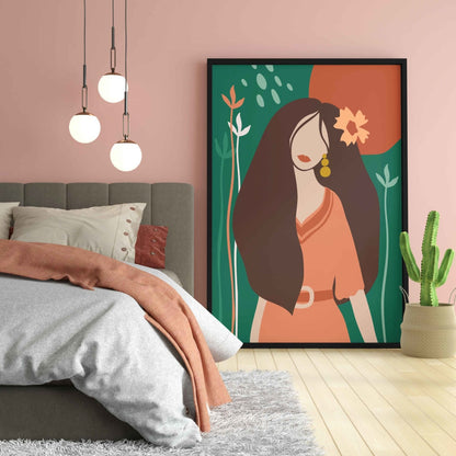 Floral Women Portrait Art Frame For Wall Decor- Funkydecors Xs / Black Posters Prints & Visual