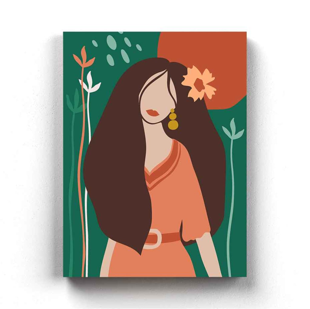 Floral Women Portrait Art Frame For Wall Decor- Funkydecors Xs / Canvas Posters Prints & Visual