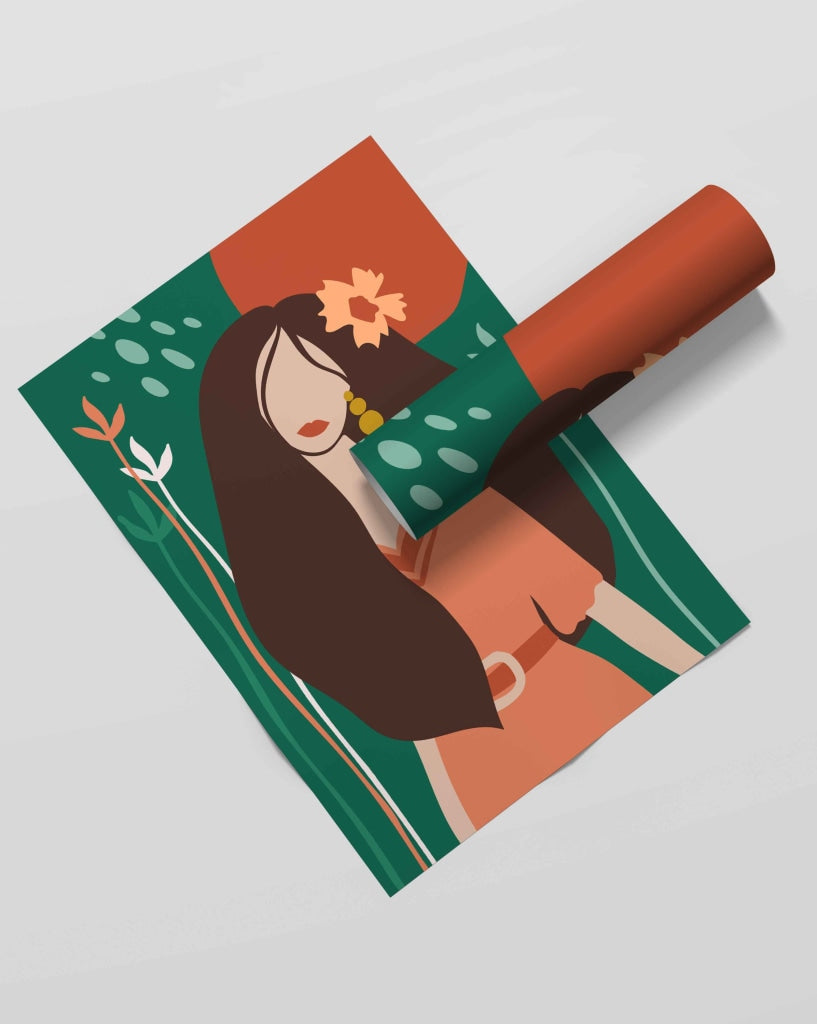 Floral Women Portrait Art Frame For Wall Decor- Funkydecors Xs / Roll Posters Prints & Visual
