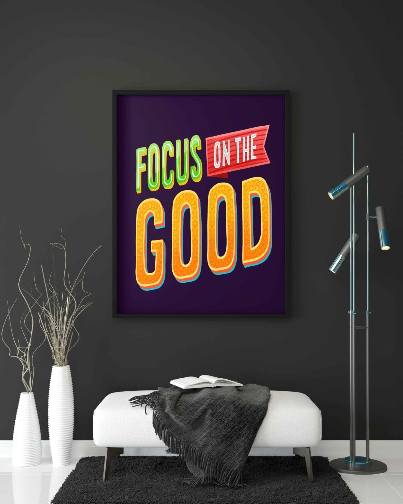 Focus On The Good - Motivation Quotes Art Frame For Wall Decor- Funkydecors Xs / Black Posters