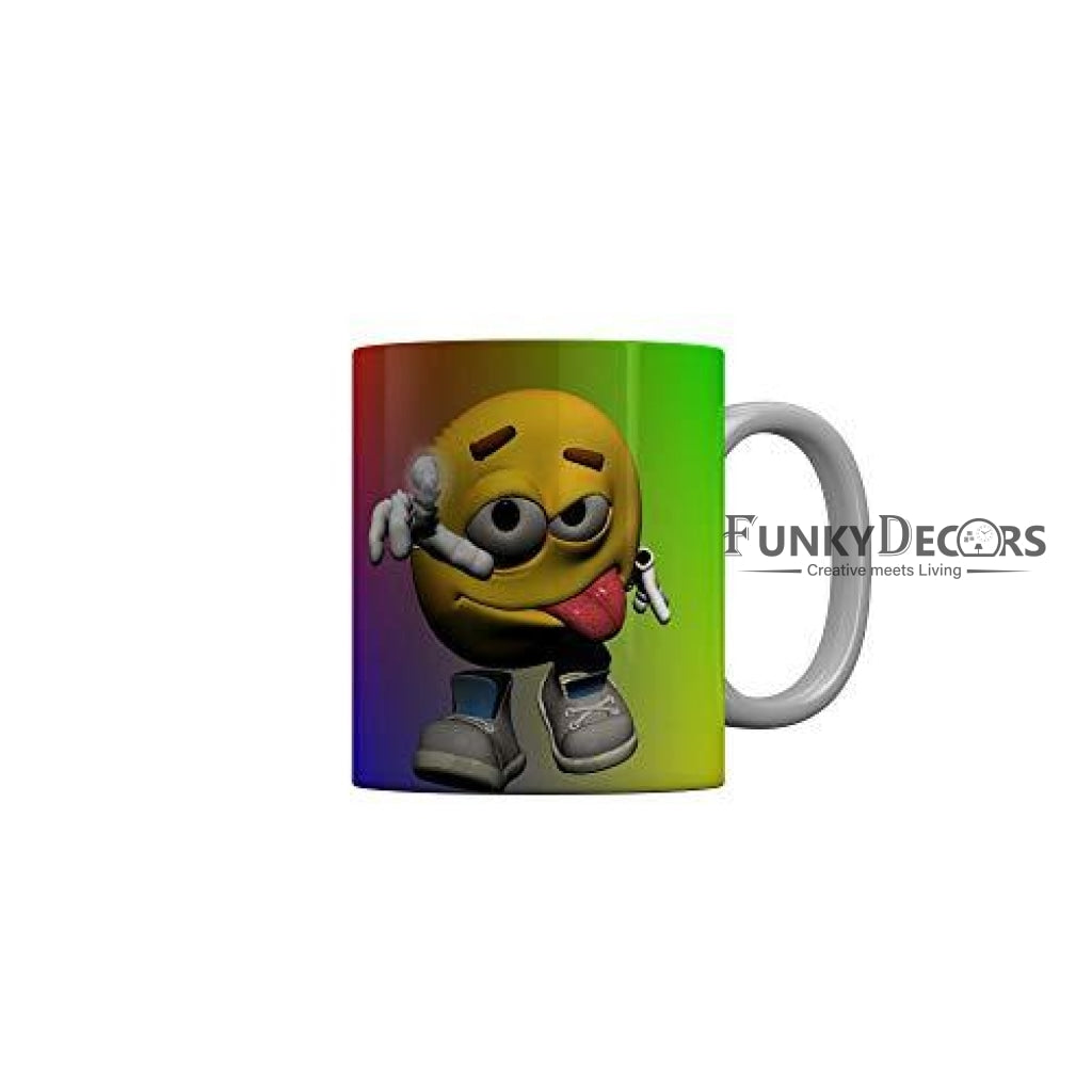 Funkydecors 3D Face Cartoon Ceramic Mug 350 Ml Multicolor Mugs