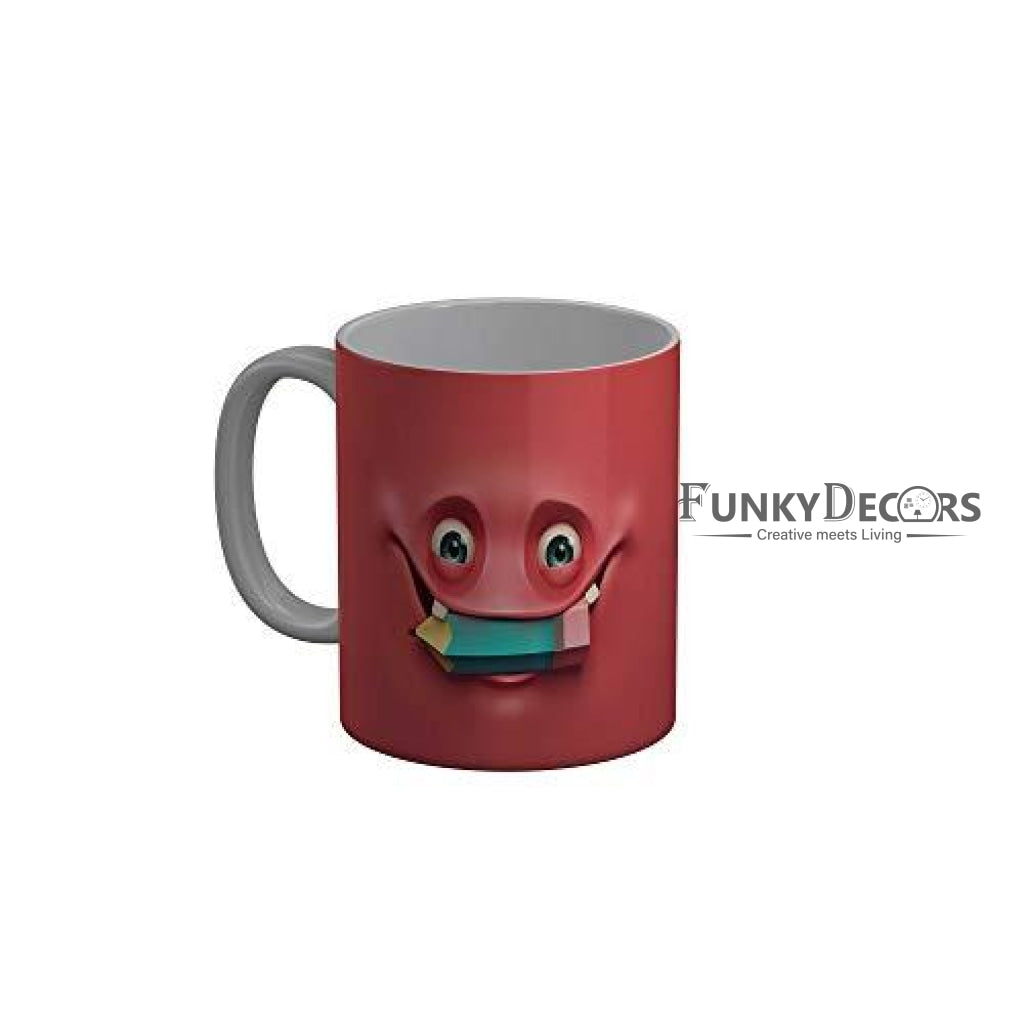 Funkydecors 3D Face Cartoon Ceramic Mug 350 Ml Multicolor Mugs