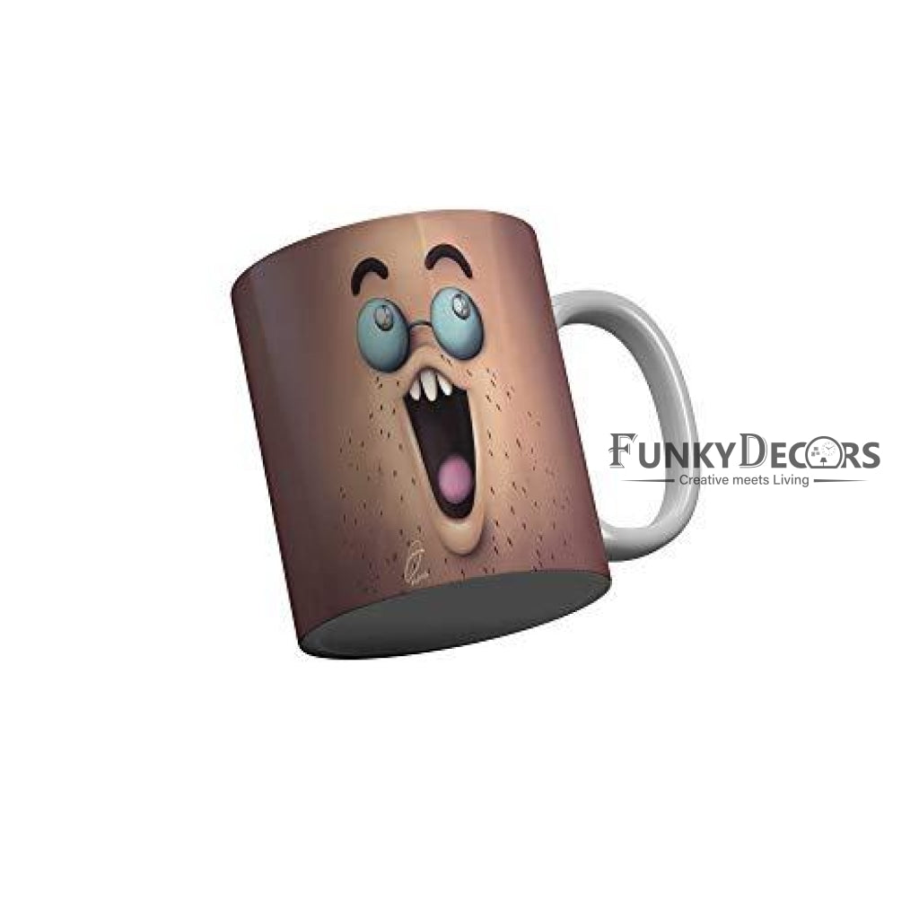 Funkydecors 3D Face Cartoon Ceramic Mug 350 Ml Multicolor Mugs