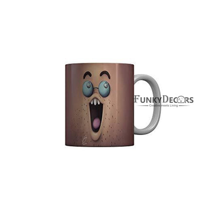 Funkydecors 3D Face Cartoon Ceramic Mug 350 Ml Multicolor Mugs