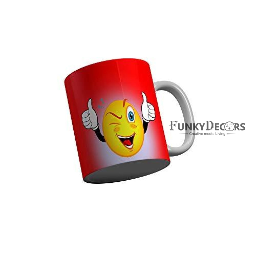 Funkydecors 3D Face Cartoon Ceramic Mug 350 Ml Multicolor Mugs