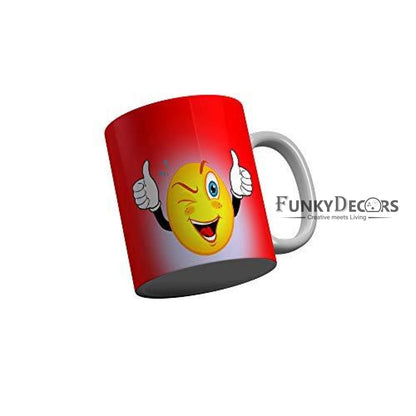 Funkydecors 3D Face Cartoon Ceramic Mug 350 Ml Multicolor Mugs