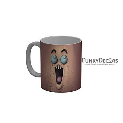 Funkydecors 3D Face Cartoon Ceramic Mug 350 Ml Multicolor Mugs