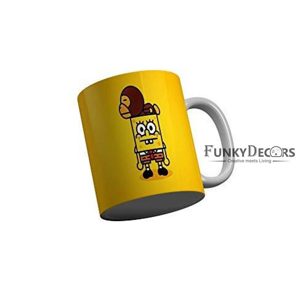 Funkydecors 3D Spongebob Cartoon Ceramic Mug 350 Ml Multicolor Mugs