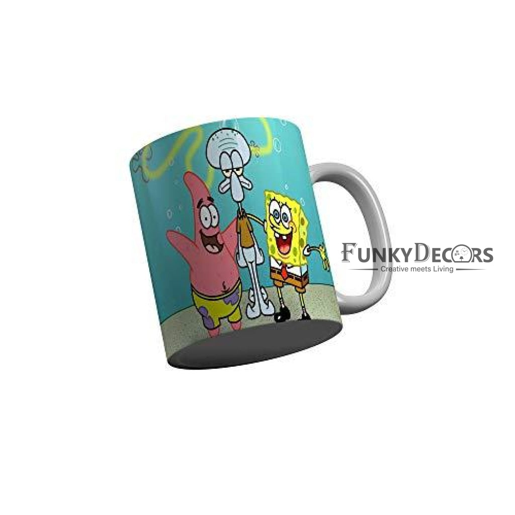 Funkydecors 3D Spongebob Cartoon Ceramic Mug 350 Ml Multicolor Mugs