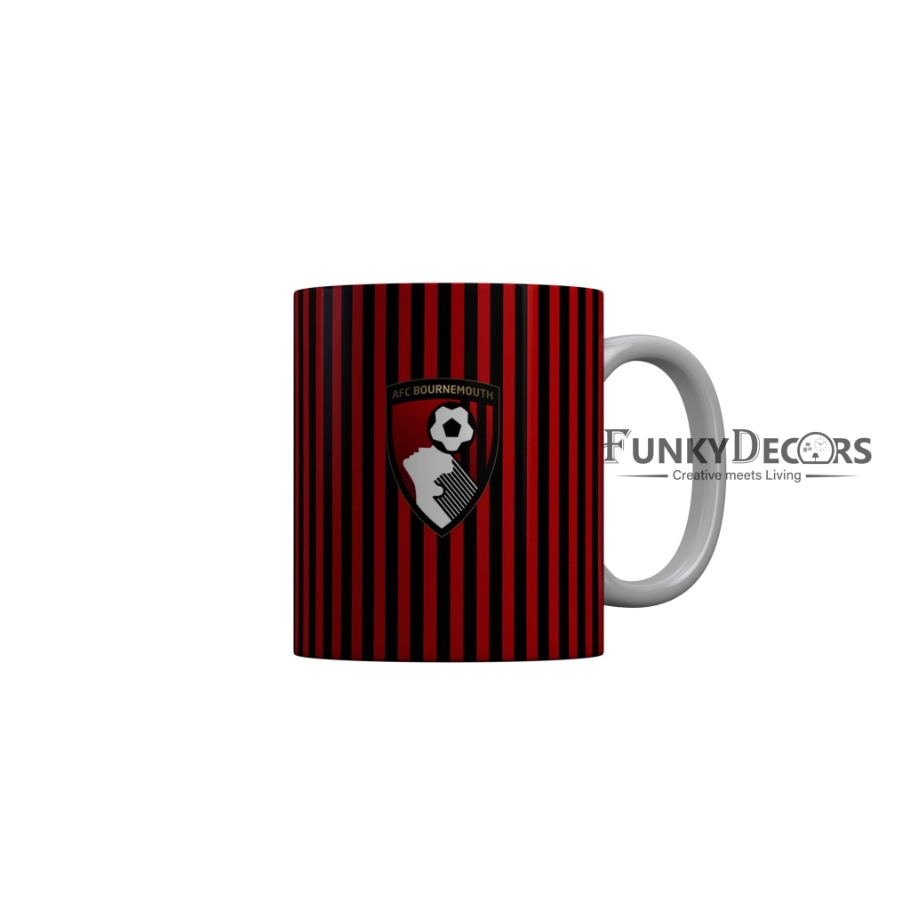 FunkyDecors AFC Bournemouth Football Black Red Ceramic Coffee Mug Football Logo Mug FunkyDecors
