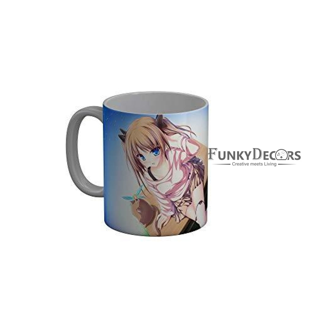 Funkydecors Anime Girl Gothic Cat Ceramic Mug 350 Ml Multicolor Mugs