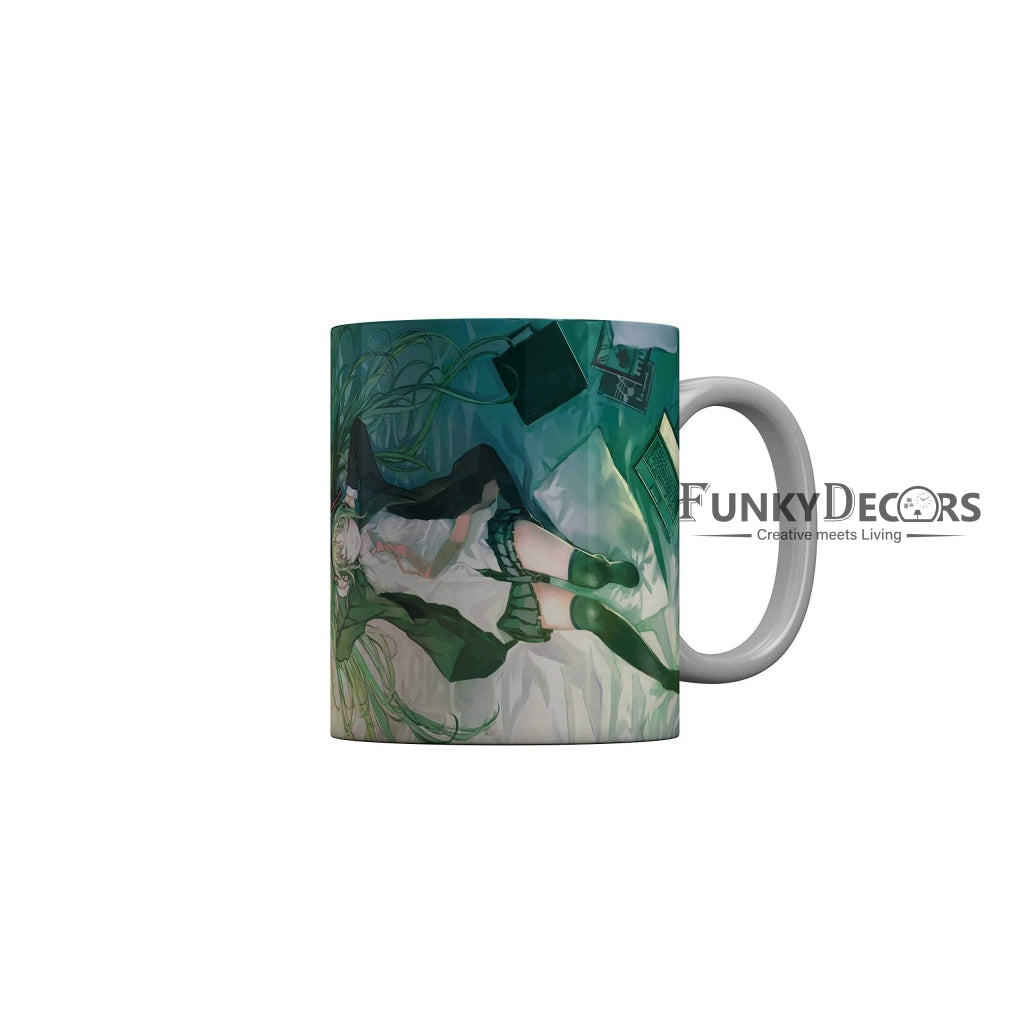 Funkydecors Anime Girl Gothic Cat Ceramic Mug 350 Ml Multicolor Mugs