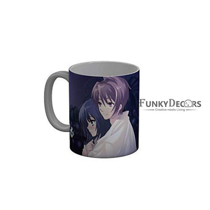 Funkydecors Anime Girl Gothic Cat Ceramic Mug 350 Ml Multicolor Mugs