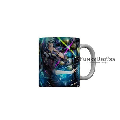 Funkydecors Anime Girl Gothic Cat Ceramic Mug 350 Ml Multicolor Mugs