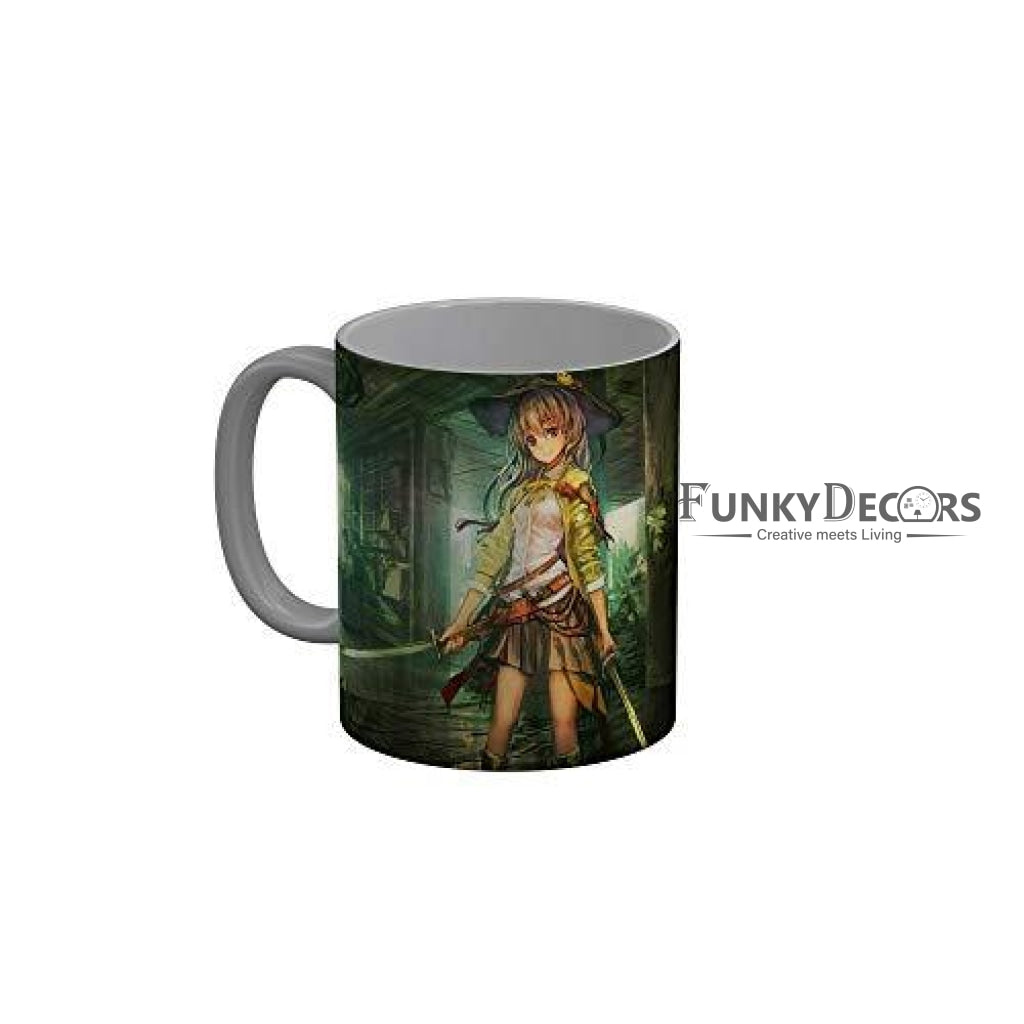 Funkydecors Anime Girl Gothic Cat Ceramic Mug 350 Ml Multicolor Mugs