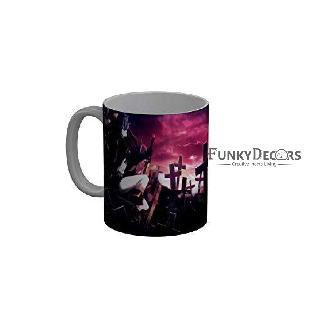 Funkydecors Anime Girl Gothic Cat Ceramic Mug 350 Ml Multicolor Mugs