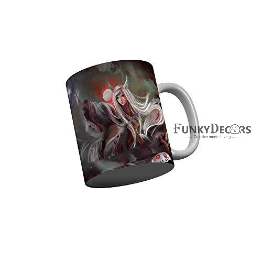 Funkydecors Anime Girl Gothic Cat Ceramic Mug 350 Ml Multicolor Mugs