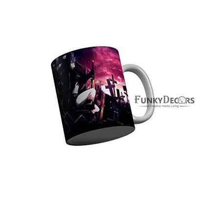 Funkydecors Anime Girl Gothic Cat Ceramic Mug 350 Ml Multicolor Mugs