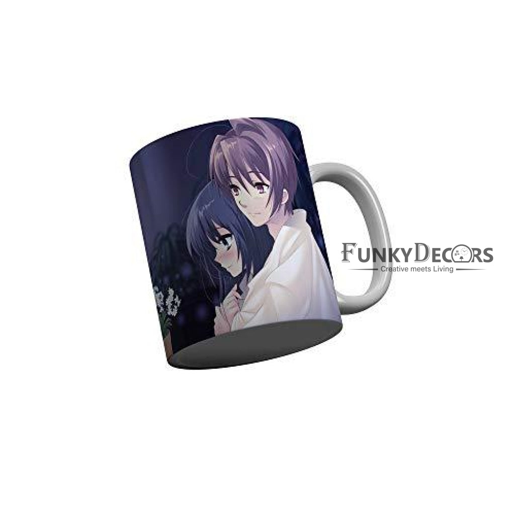 Funkydecors Anime Girl Gothic Cat Ceramic Mug 350 Ml Multicolor Mugs