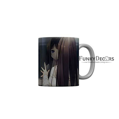 Funkydecors Anime Girl Gothic Cat Ceramic Mug 350 Ml Multicolor Mugs