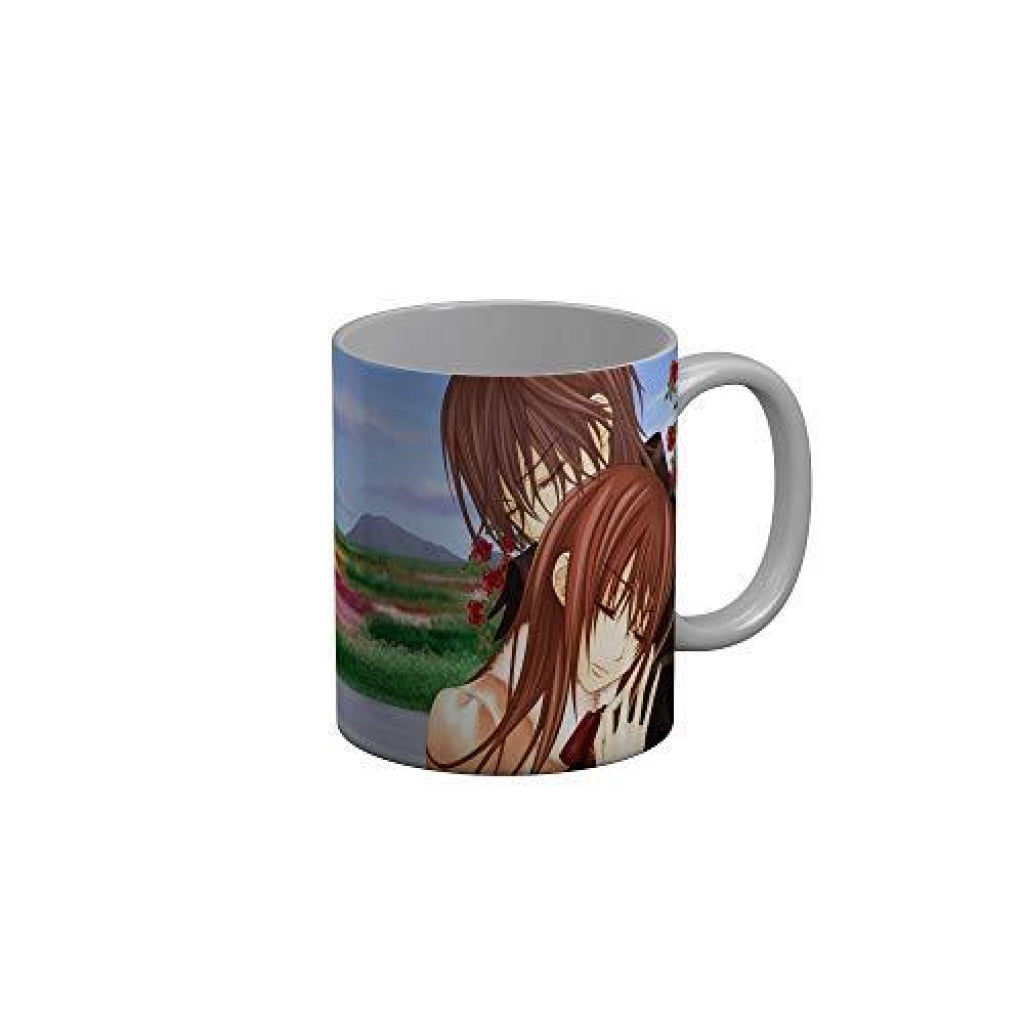 Funkydecors Anime Girl Gothic Cat Ceramic Mug 350 Ml Multicolor Mugs