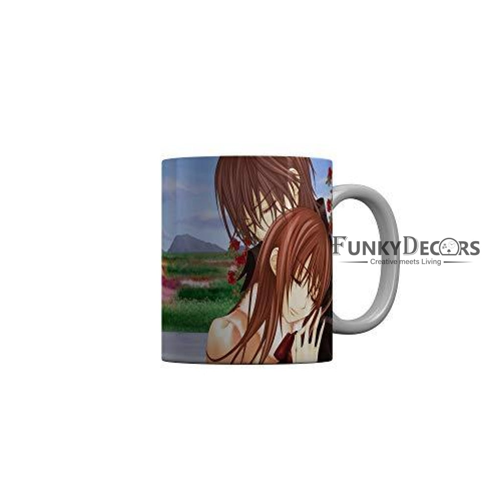 Funkydecors Anime Girl Gothic Cat Ceramic Mug 350 Ml Multicolor Mugs