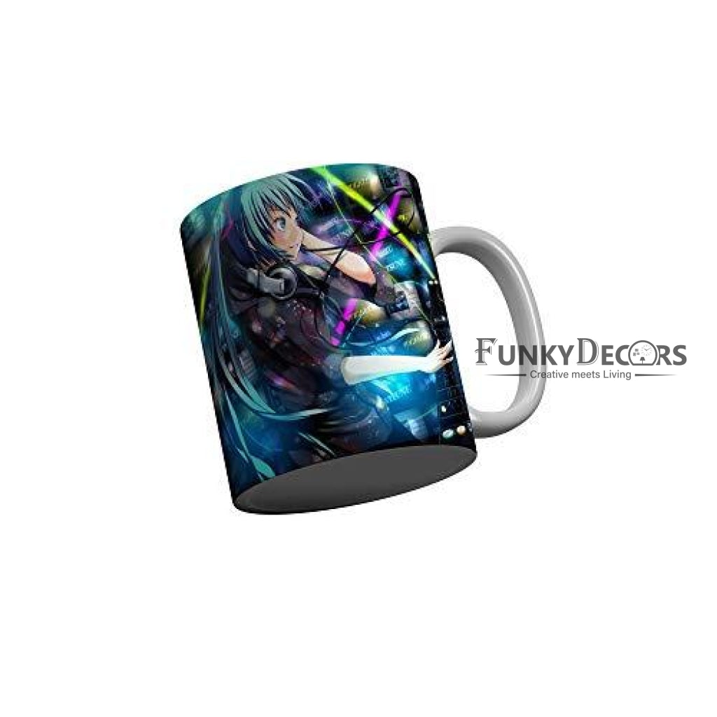 Funkydecors Anime Girl Gothic Cat Ceramic Mug 350 Ml Multicolor Mugs