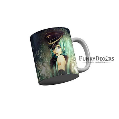 Funkydecors Anime Girl Gothic Cat Ceramic Mug 350 Ml Multicolor Mugs